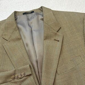 Hart Schaffner Marx Brown Houndstooth Blazer Single Breasted Coat men 48R